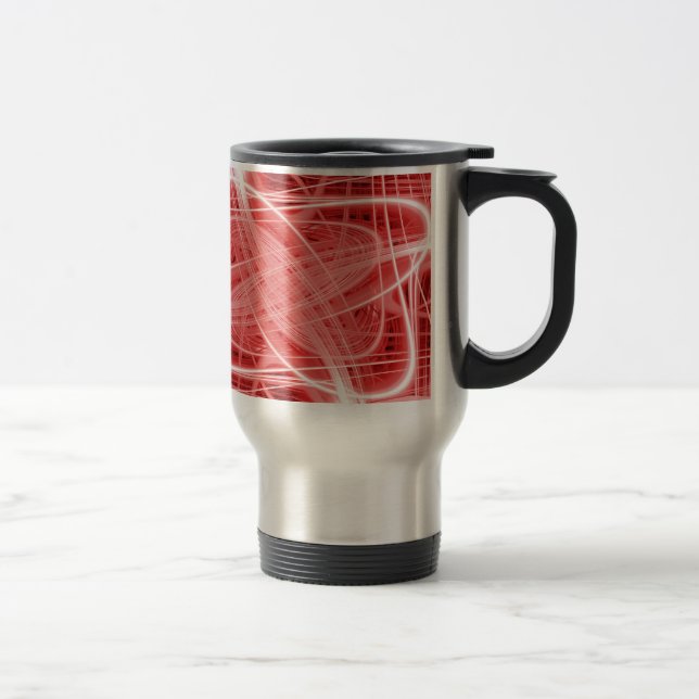 Red and white light trails travel mug (Right)
