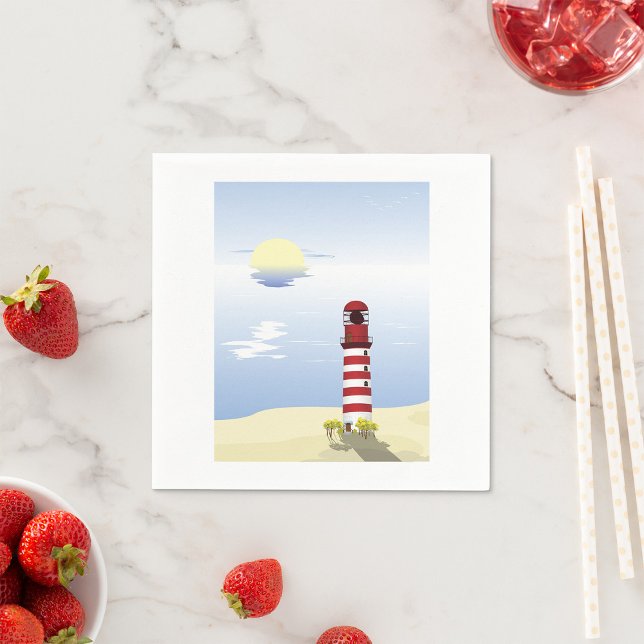 Red and White Lighthouse Coastal Napkin (Creator Uploaded)