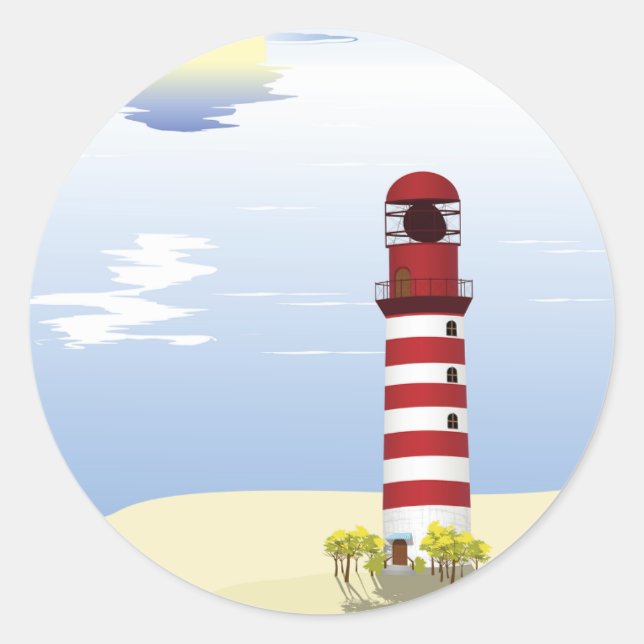 Red And White Lighthouse Stickers (Front)