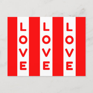 Red and white lines Love Holiday Postcard