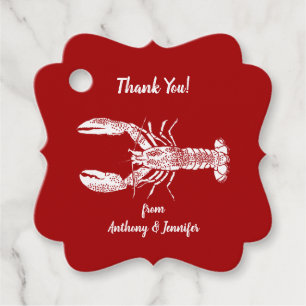 Red and White Lobster Custom Message Favour Tags