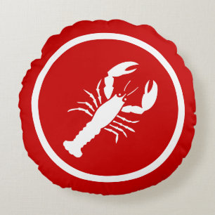 Red  and white Lobster Round Cushion