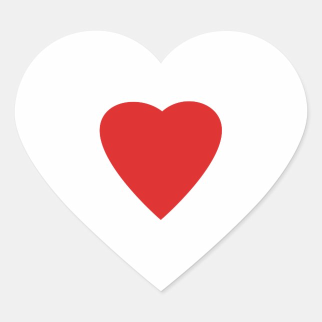 Red and White Love Heart Design. Heart Sticker (Front)