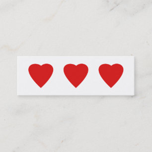 Red and White Love Heart Design. Mini Business Card