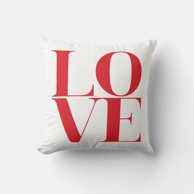 Red and White LOVE Valentine's Day Pillow (Front)