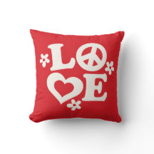 Red and White LOVE Valentine's Day Pillow