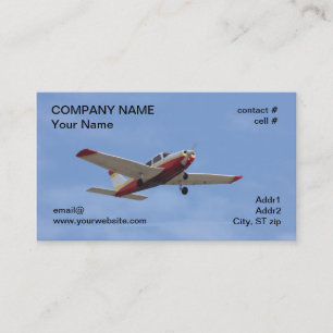 Red and white low wing plane business card