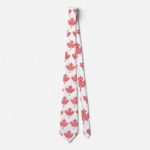 Red and White Made in Canada Maple Leaf Tie