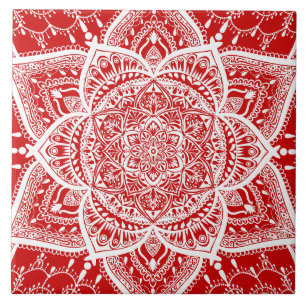 Red and White Mandala - Loergann in Cherry Tile