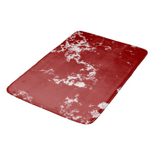 Red and White Marble abstract Bath Mat