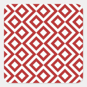 Red and White Meander Square Sticker