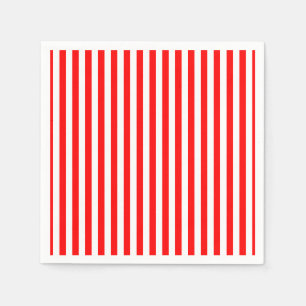 Red and White Medium Size Vertical Stripes Paper Napkin