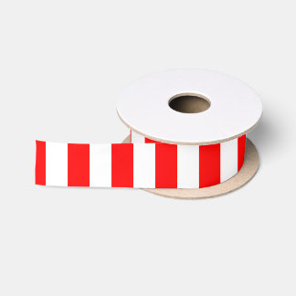 Red and White Medium Size Vertical Stripes Ribbon Satin Ribbon