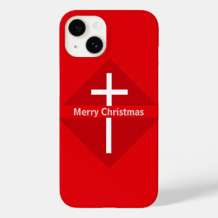 Red and White Merry Christmas Christian Cross Case-Mate iPhone 14 Case