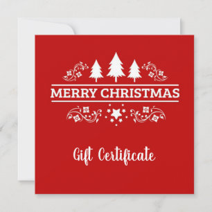 Red And White Merry Christmas Gift Certificate