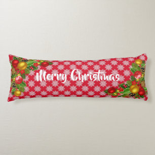 Red and White Merry Christmas Long Cosy Pillow