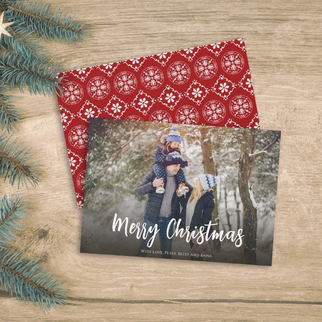 Red and White Merry Christmas Photo Holiday Card (Creator Uploaded)