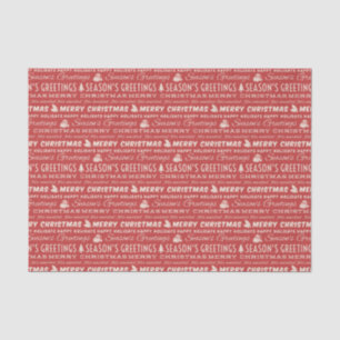 Red and White Merry Christmas Retro Typography Tissue Paper