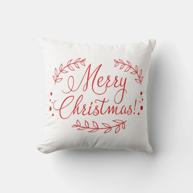 Red and White Merry ChristmasPillow Cushion (Front)
