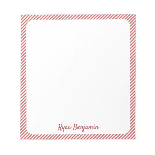 Red And White Minimal Striped Santa's List Classy Notepad