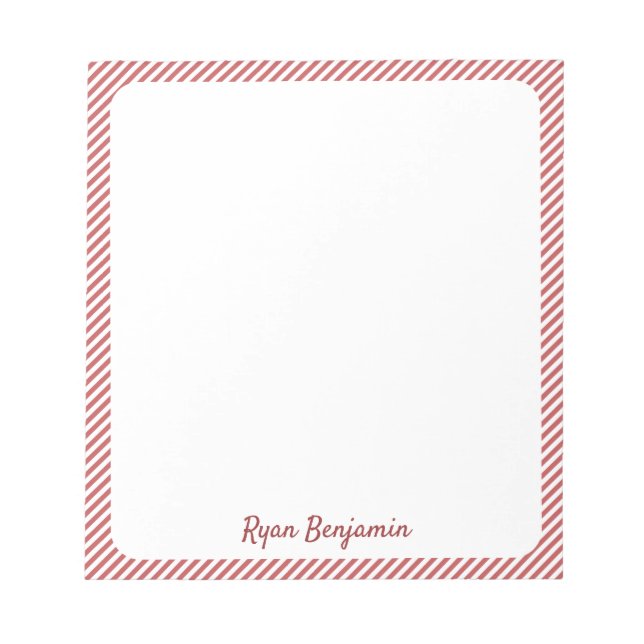 Red And White Minimal Striped Santa's List Classy Notepad (Front)