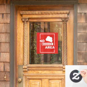 Red and White Minimalist No Smoking Area  Window Cling