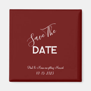 Red and White Minimalist Wedding Save the Date Magnet