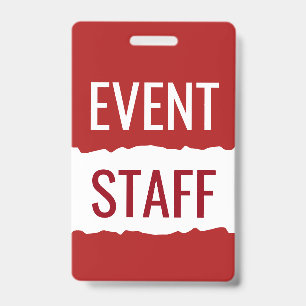 Red  And White Modern Event Staff Badges ID Badge
