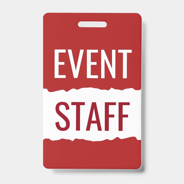 Red  And White Modern Event Staff Badges ID Badge (Front)