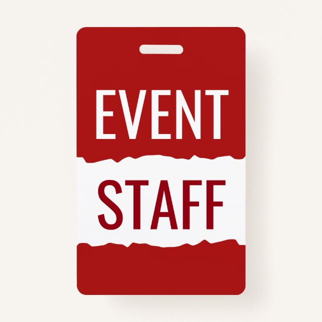 Red  And White Modern Event Staff Badges ID Badge (Front)