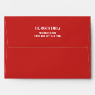Red and White Modern Holiday Greeting Card Envelope