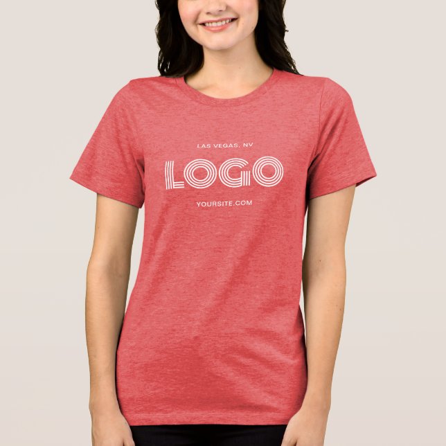 Red and White Modern Rectangular Logo Tri-Blend Shirt (Front)