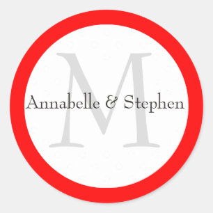 Red and White Monogram Envelope Seal for Weddings