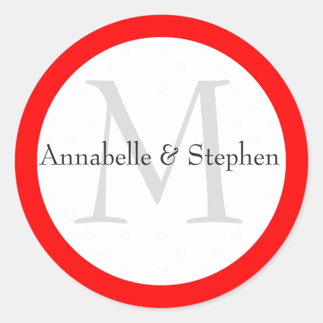 Red and White Monogram Envelope Seal for Weddings (Front)