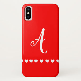 Red and White Monogram Initial iPhone X Case