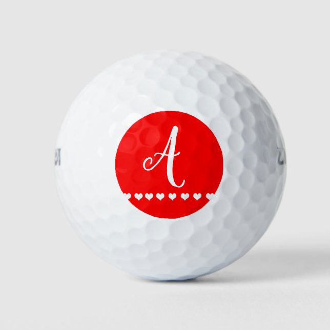 Red and White Monogram Initial   Golf Balls (Front)