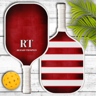 Red and White Monogram Pickleball Paddle