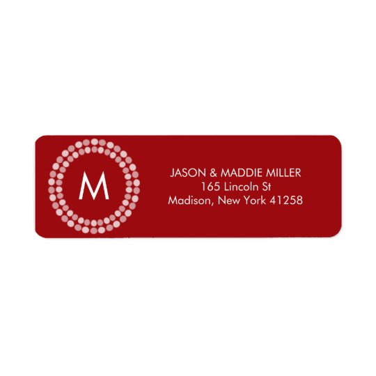 Red and White Monogram Return Address Label