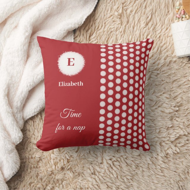 Red and white monogram time for a nap cushion (Blanket)