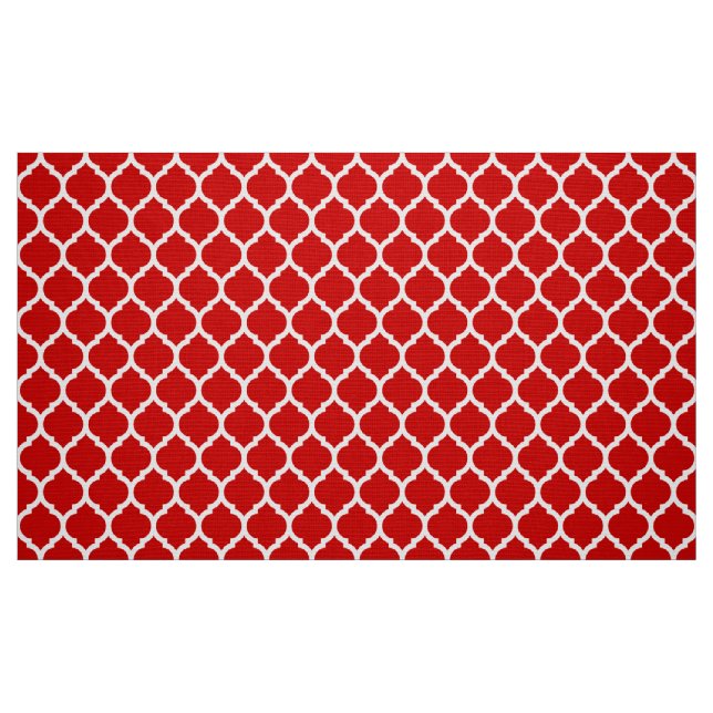 Red and White Moroccan Quatrefoil Pattern Fabric (Fat Quarter)