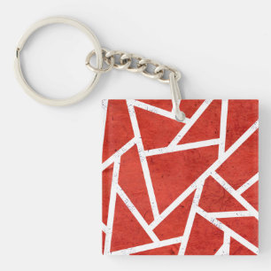 Red and white mosaic pattern key ring