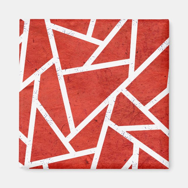 Red and white mosaic pattern magnet (Front)