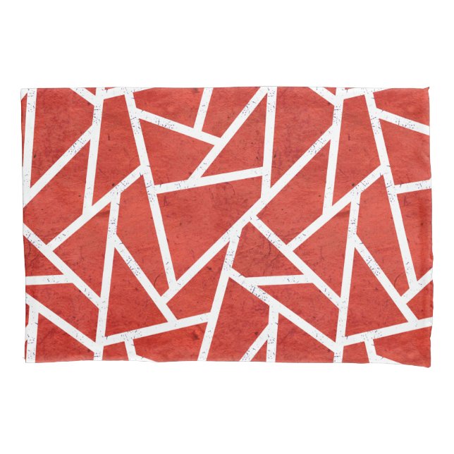 Red and white mosaic pattern pillowcase (Front)