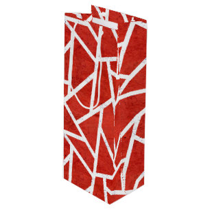Red and white mosaic pattern wine gift bag