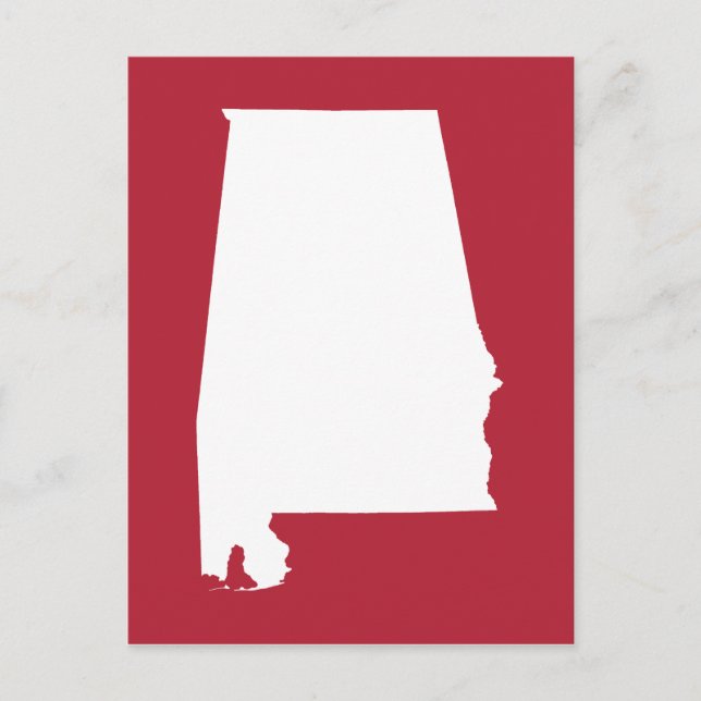 Red and White Moving to Alabama Announcement Postcard (Front)