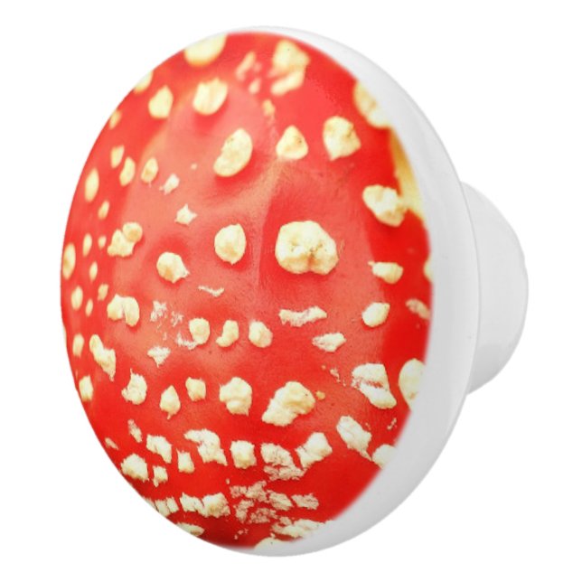 Red and White Mushroom Toadstool Photography Ceramic Knob (Right)