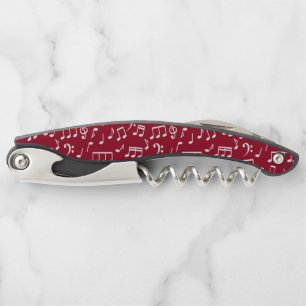 Red and White Music Notes Corkscrew