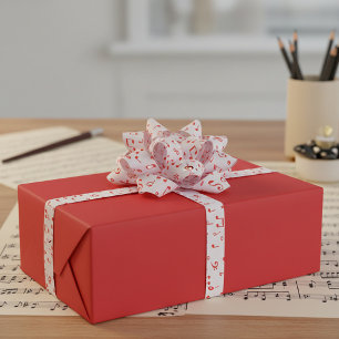 Red and white musical satin ribbon