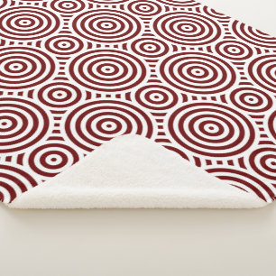 Red and White Nested Circular Pattern Sherpa Blanket