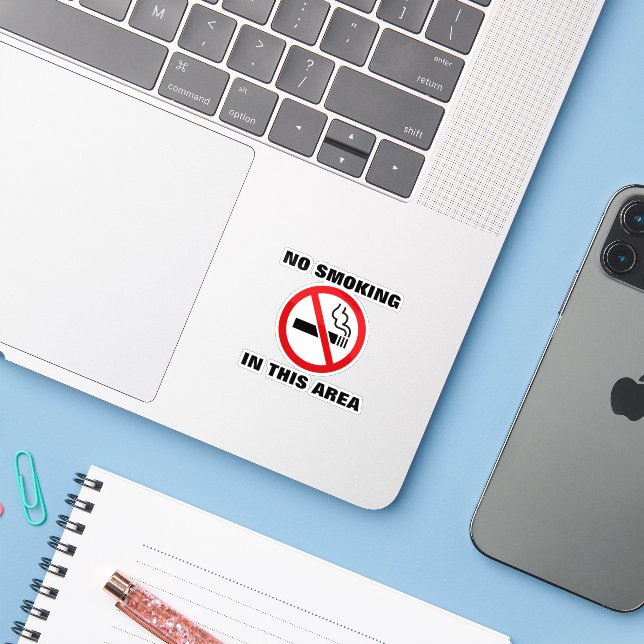 Red and White No Smoking (Laptop w/ iPhone)